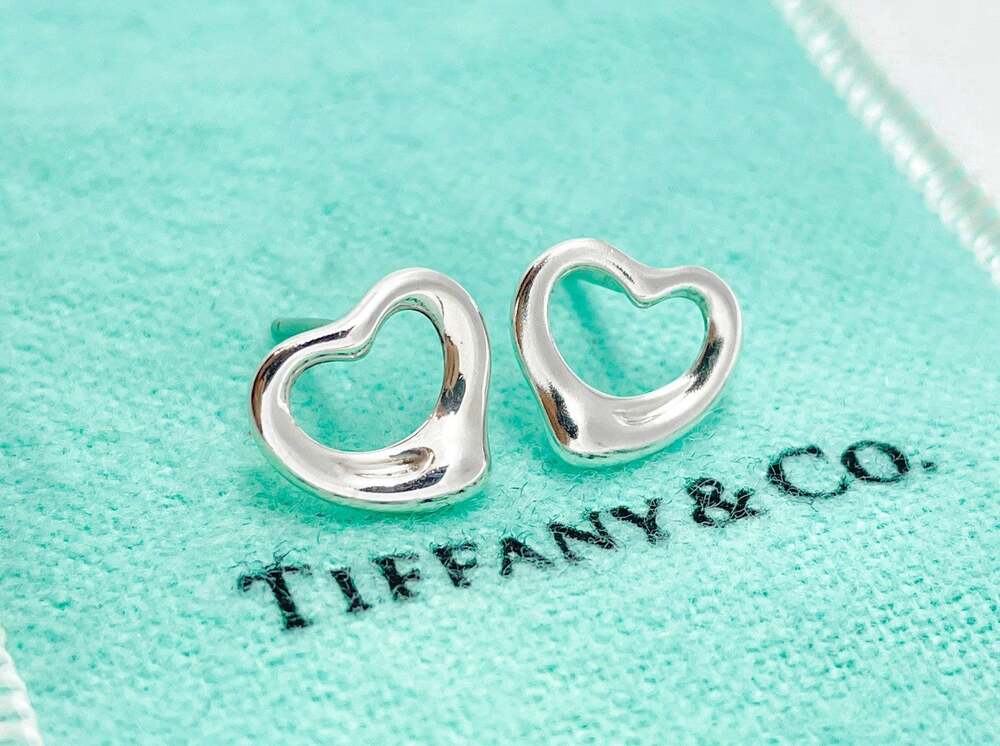 Tiffany & Co. Elsa Peretti 10mm Open Heart Stud Earrings Sterling Silver